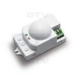 Датчик движения микроволновый с регулировкой чувствительности сумерек накладной GTV AE-SRC812-00 SRC812, max.1200W,IP20, AC220-240V, 50-60Hz, угол действия 360°, R 1-8m, работает с LED, белый корпус